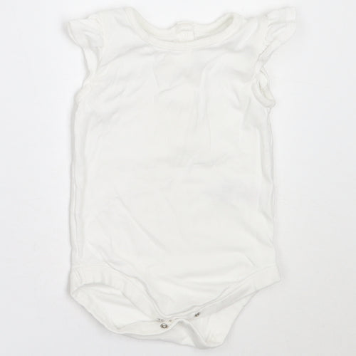 Marks and Spencer Girls White  Cotton Babygrow One-Piece Size 12-18 Months