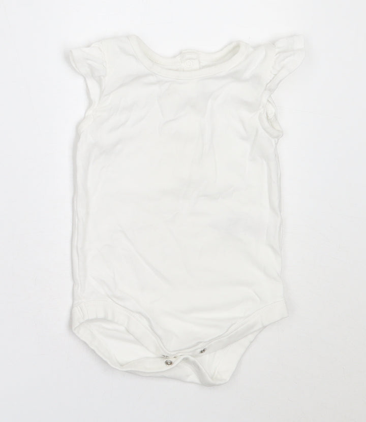 Marks and Spencer Girls White  Cotton Babygrow One-Piece Size 12-18 Months