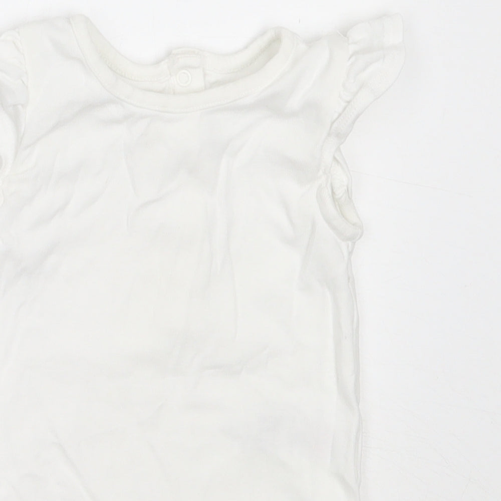 Marks and Spencer Girls White  Cotton Babygrow One-Piece Size 12-18 Months