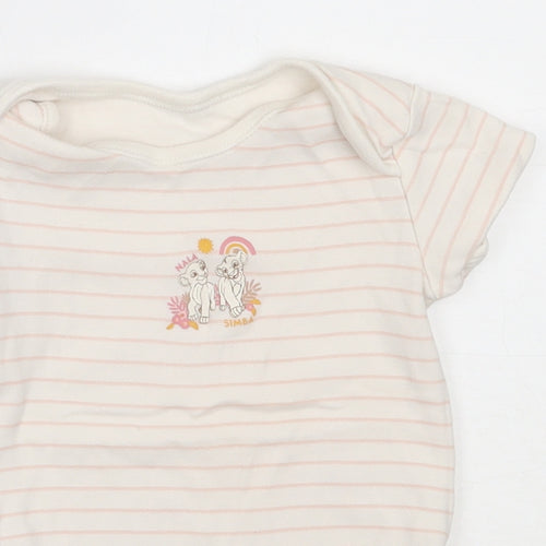 George Girls Ivory Striped Cotton Babygrow One-Piece Size 12-18 Months   - lion king