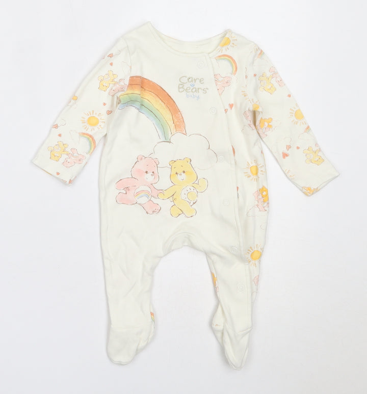 George Girls Ivory Cotton Babygrow One-Piece Size 0-3 Months - Care Bears