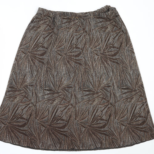 Dunnes Stores Womens Brown  Polyester Flare Skirt Size 16