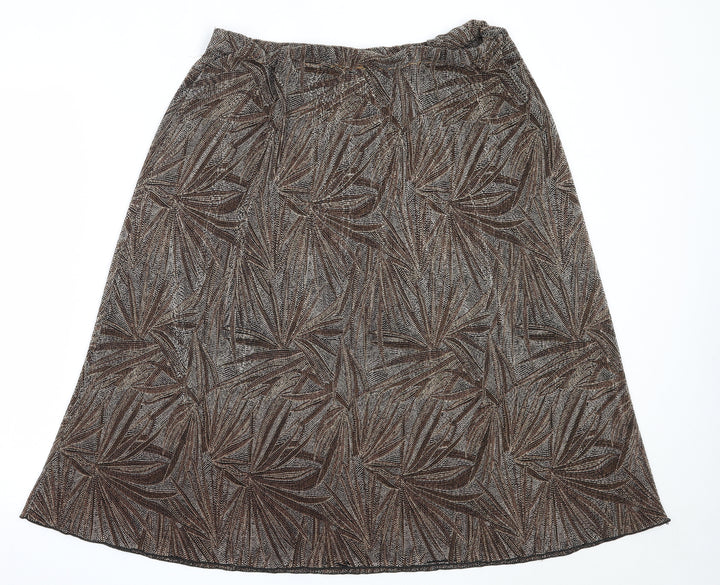Dunnes Stores Womens Brown  Polyester Flare Skirt Size 16