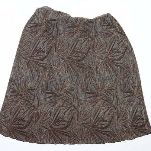 Dunnes Stores Womens Brown  Polyester Flare Skirt Size 16