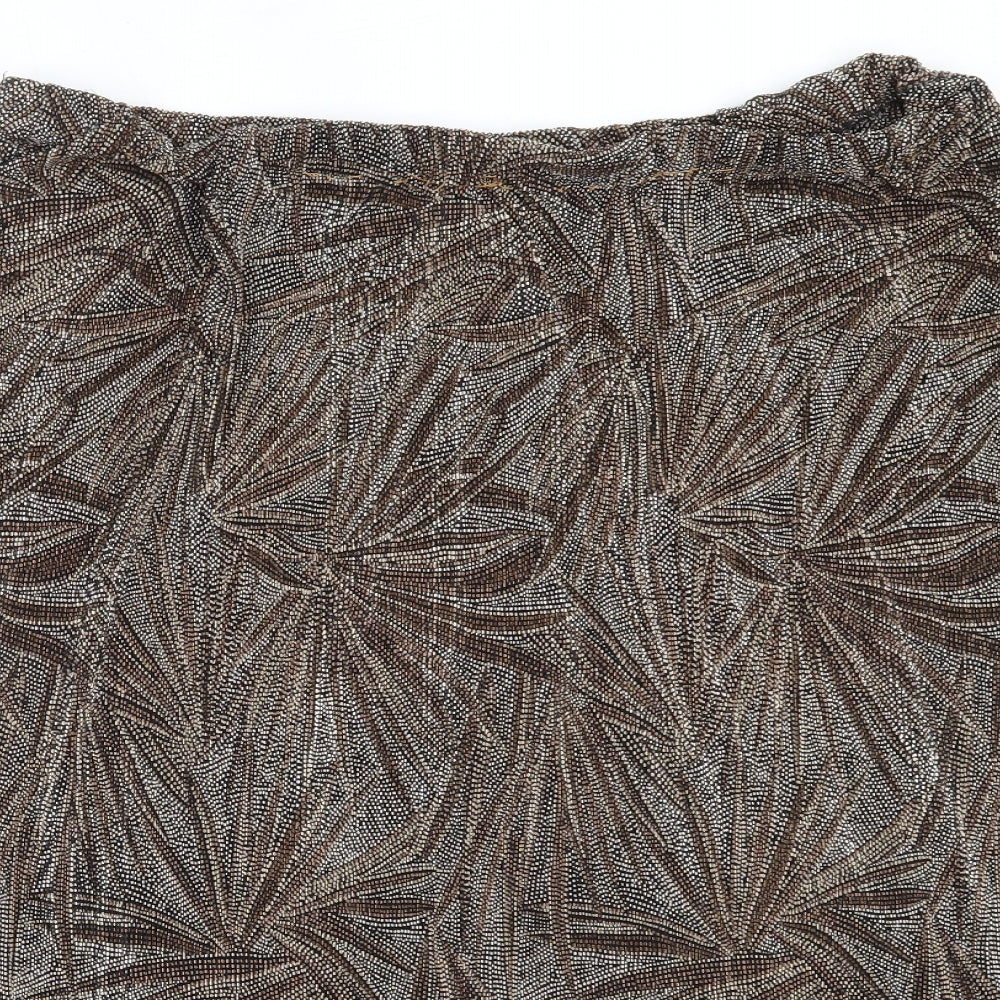 Dunnes Stores Womens Brown  Polyester Flare Skirt Size 16