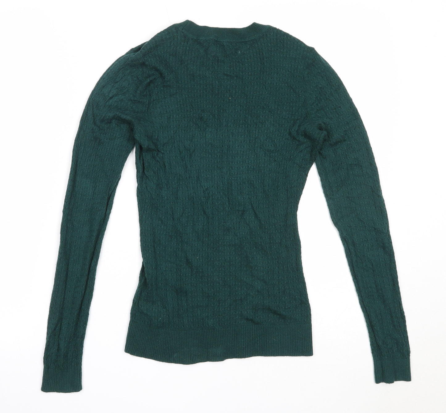 H&M Womens Green Round Neck  Viscose Pullover Jumper Size XS