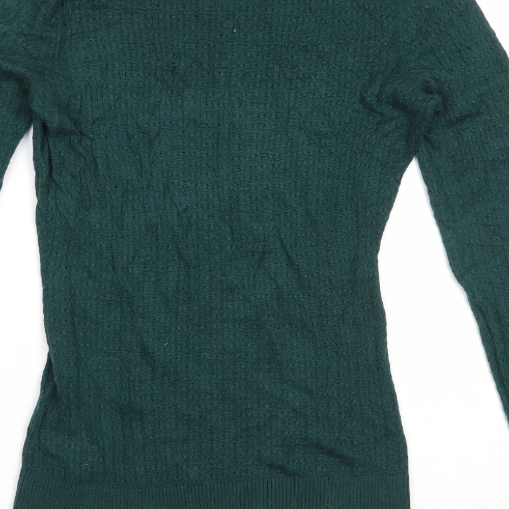 H&M Womens Green Round Neck  Viscose Pullover Jumper Size XS