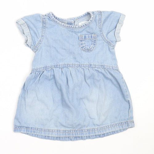 NEXT Girls Blue  Cotton Fit & Flare  Size 9-12 Months  Round Neck