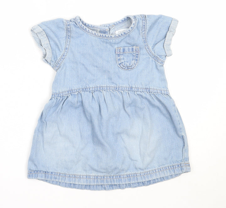 NEXT Girls Blue  Cotton Fit & Flare  Size 9-12 Months  Round Neck