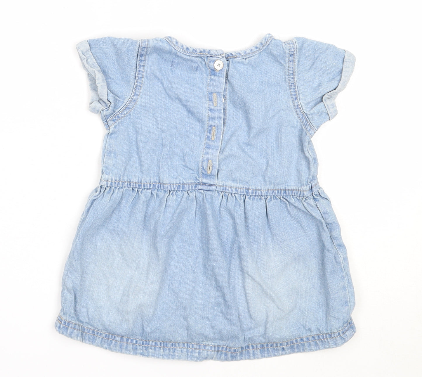 NEXT Girls Blue  Cotton Fit & Flare  Size 9-12 Months  Round Neck