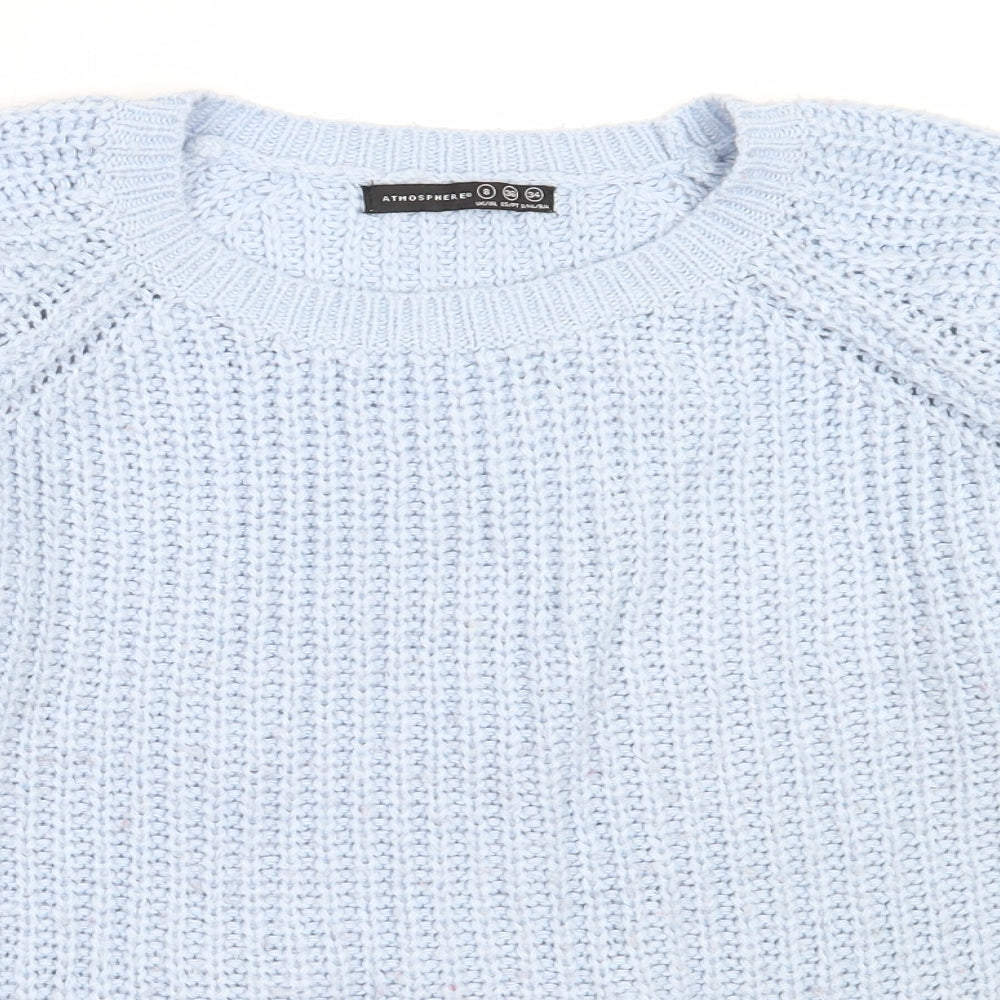 Atmosphere Womens Blue Round Neck  Acrylic Pullover Jumper Size 8
