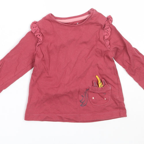 F&F Girls Pink  Cotton Basic T-Shirt Size 0-3 Months Round Neck