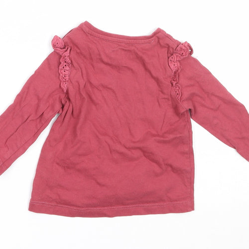 F&F Girls Pink  Cotton Basic T-Shirt Size 0-3 Months Round Neck
