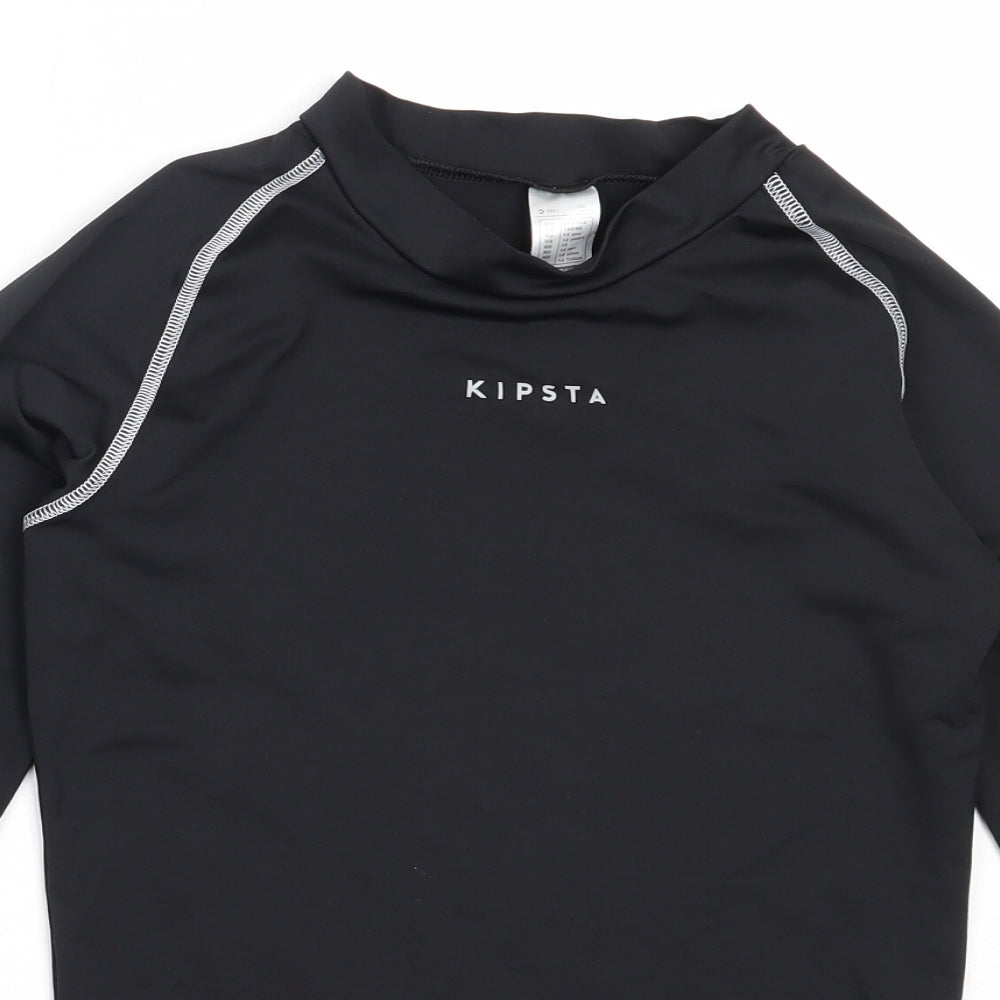 Kipsta Boys Black  Polyester Jersey T-Shirt Size 14 Years Round Neck