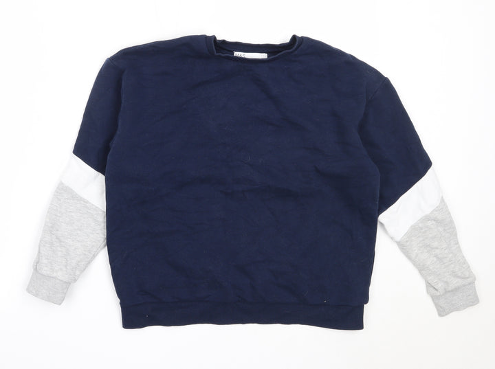 Marks and Spencer Boys Blue  Cotton Pullover Sweatshirt Size 9-10 Years
