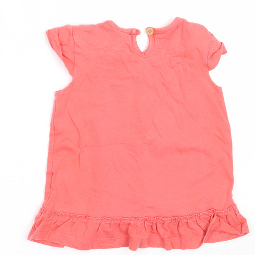 F&F Girls Pink  Cotton Basic T-Shirt Size 12-18 Months Round Neck  - elephant