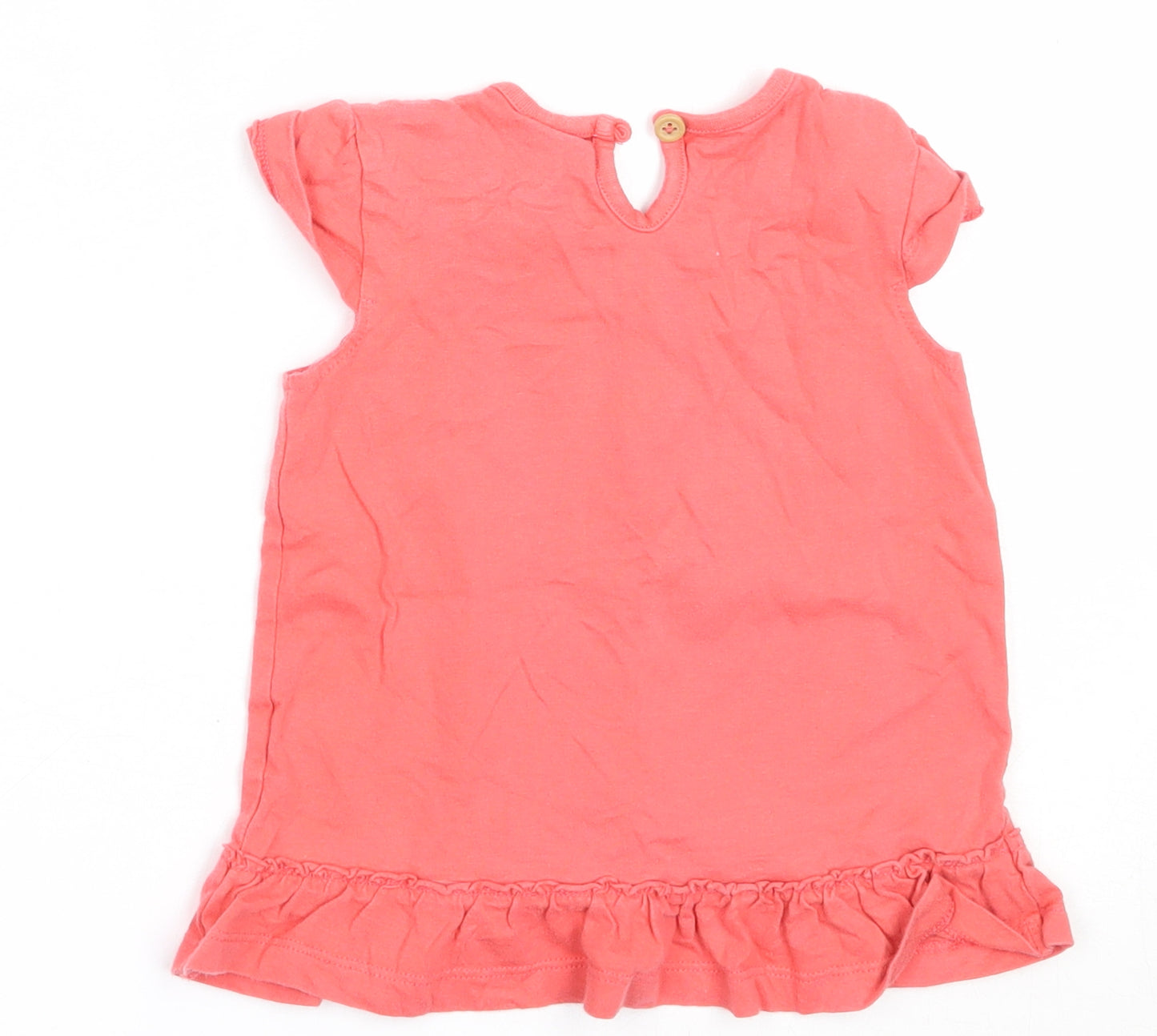 F&F Girls Pink  Cotton Basic T-Shirt Size 12-18 Months Round Neck  - elephant