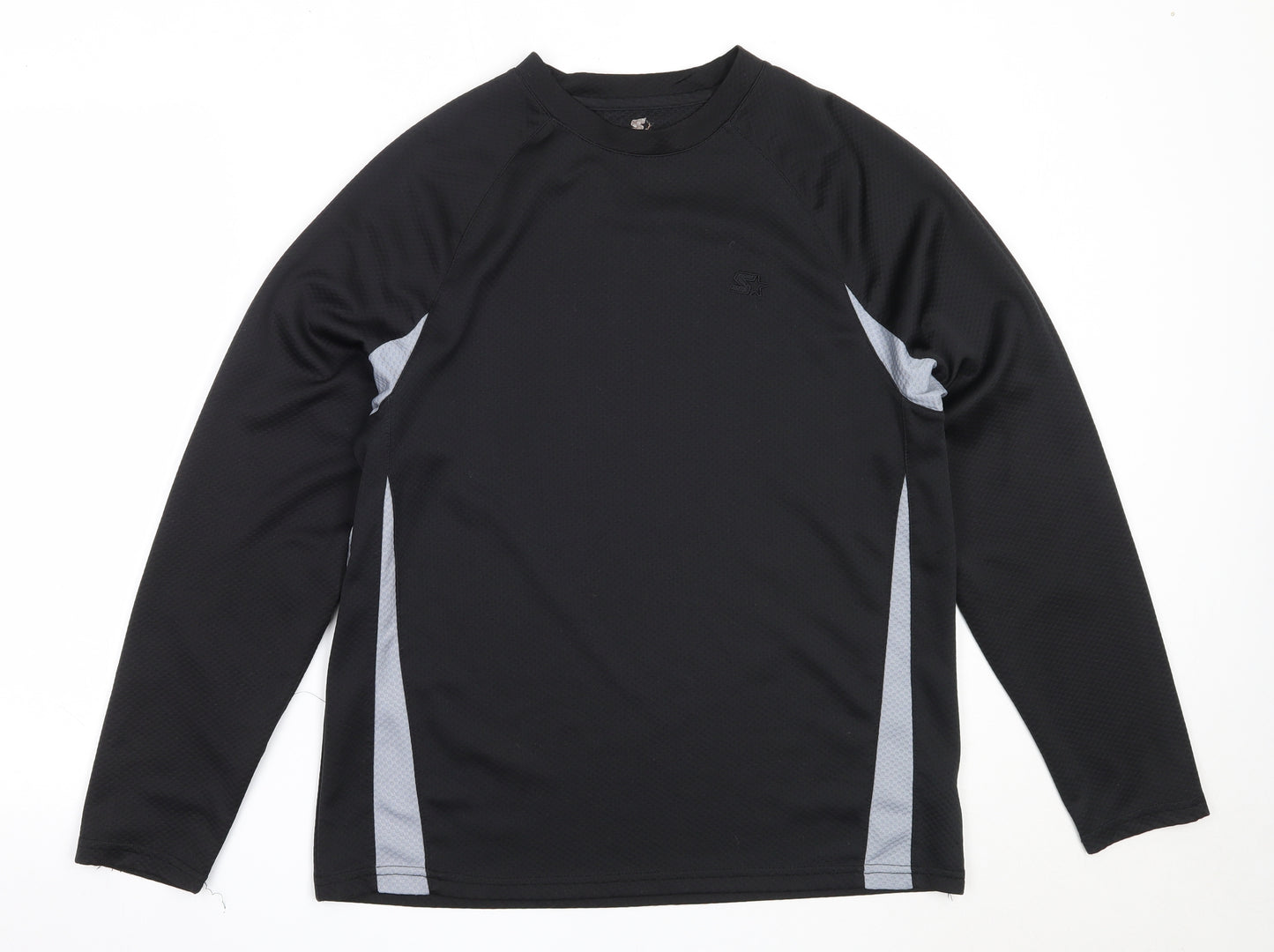 Preworn Mens Black  Polyester Jersey T-Shirt Size M Round Neck