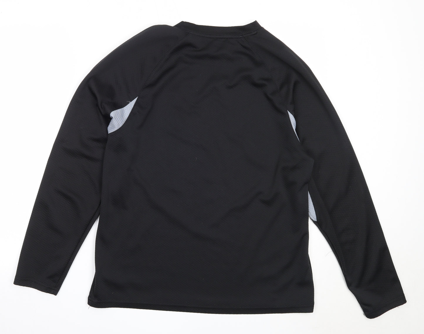 Preworn Mens Black  Polyester Jersey T-Shirt Size M Round Neck
