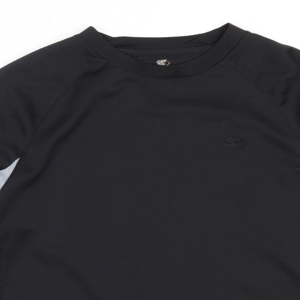 Preworn Mens Black  Polyester Jersey T-Shirt Size M Round Neck
