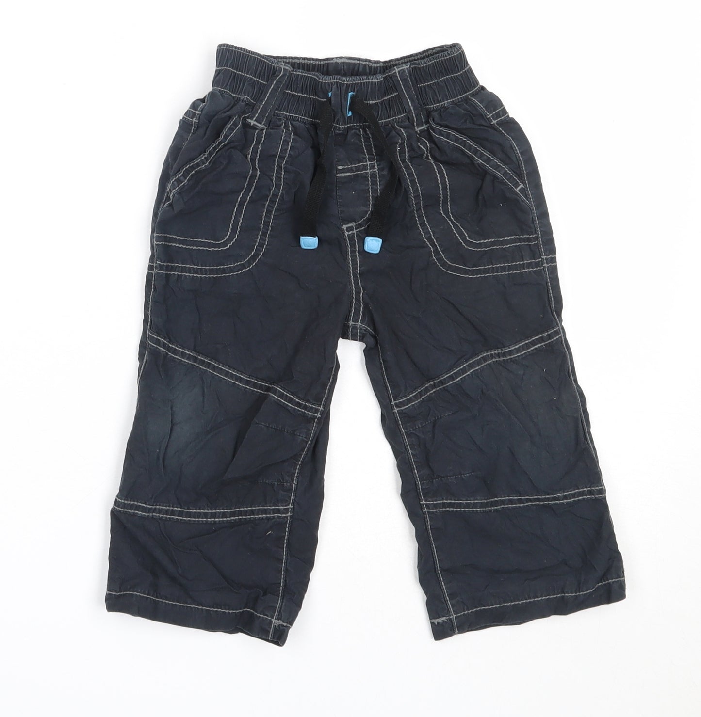 Marks and Spencer Boys Blue  Cotton Cargo Trousers Size 12-18 Months