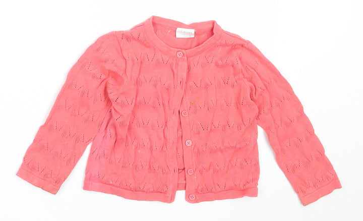 F&F Girls Pink  Cotton Cardigan Jumper Size 12-18 Months