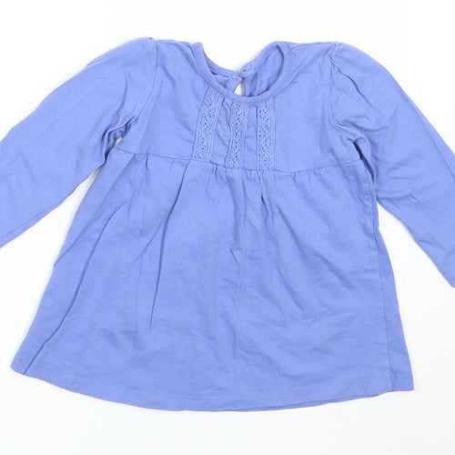 George Girls Blue  Cotton Basic T-Shirt Size 12-18 Months Round Neck