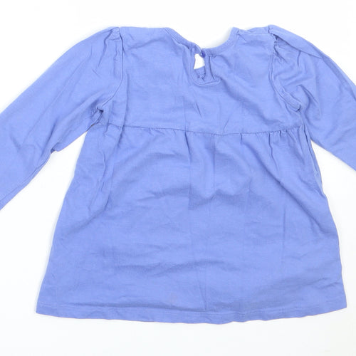 George Girls Blue  Cotton Basic T-Shirt Size 12-18 Months Round Neck