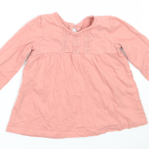 George Girls Pink  Cotton Basic T-Shirt Size 12-18 Months Round Neck