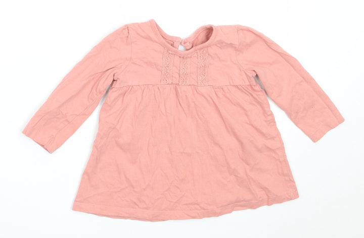 George Girls Pink  Cotton Basic T-Shirt Size 12-18 Months Round Neck