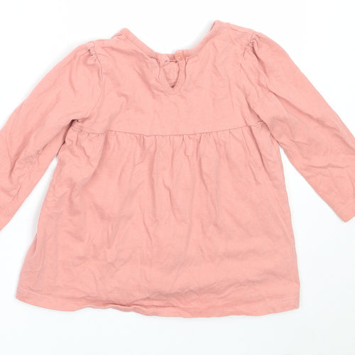 George Girls Pink  Cotton Basic T-Shirt Size 12-18 Months Round Neck