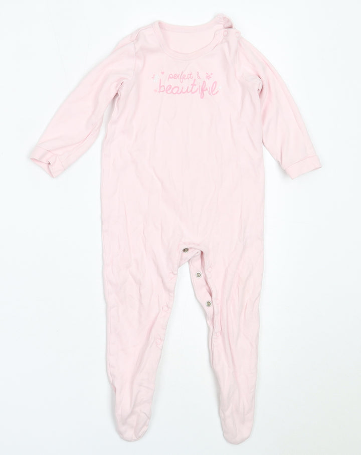 George Girls Pink  Cotton Babygrow One-Piece Size 12-18 Months