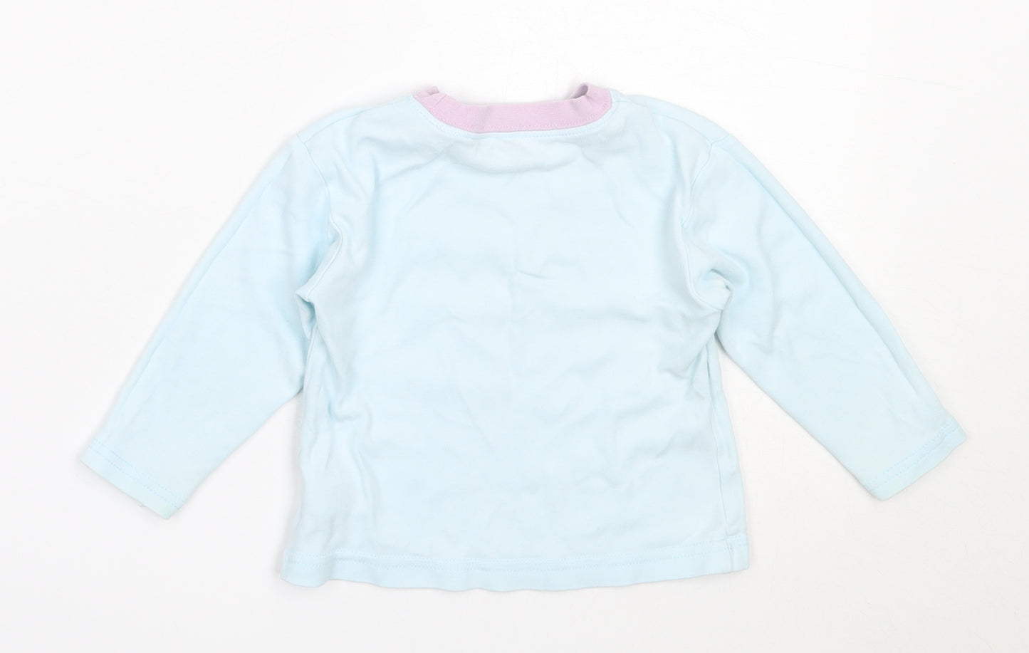 Dunnes Stores Girls Blue  Cotton Basic T-Shirt Size 12-18 Months Round Neck  - bunny