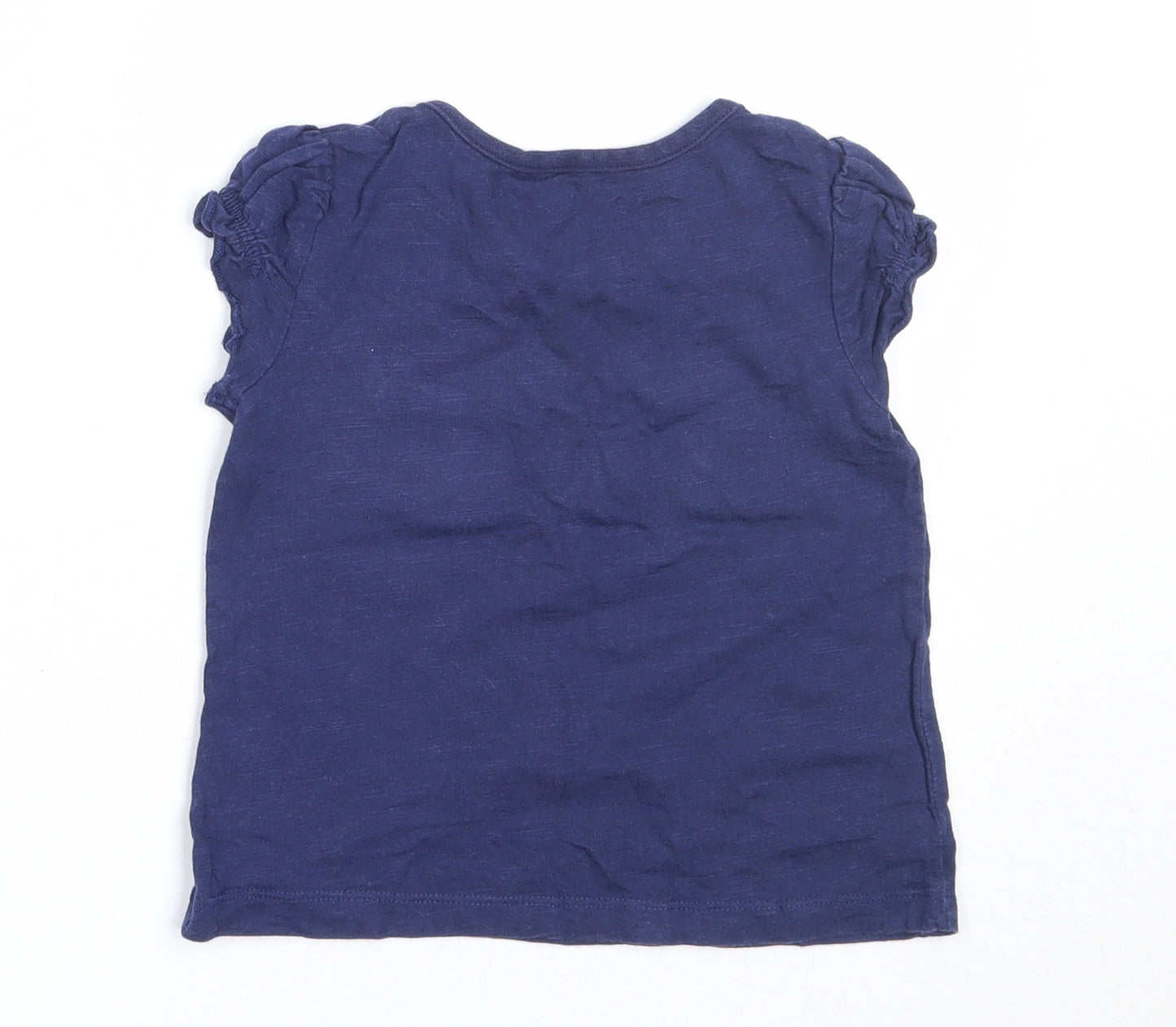 George Girls Blue  Cotton Basic T-Shirt Size 18-24 Months Round Neck