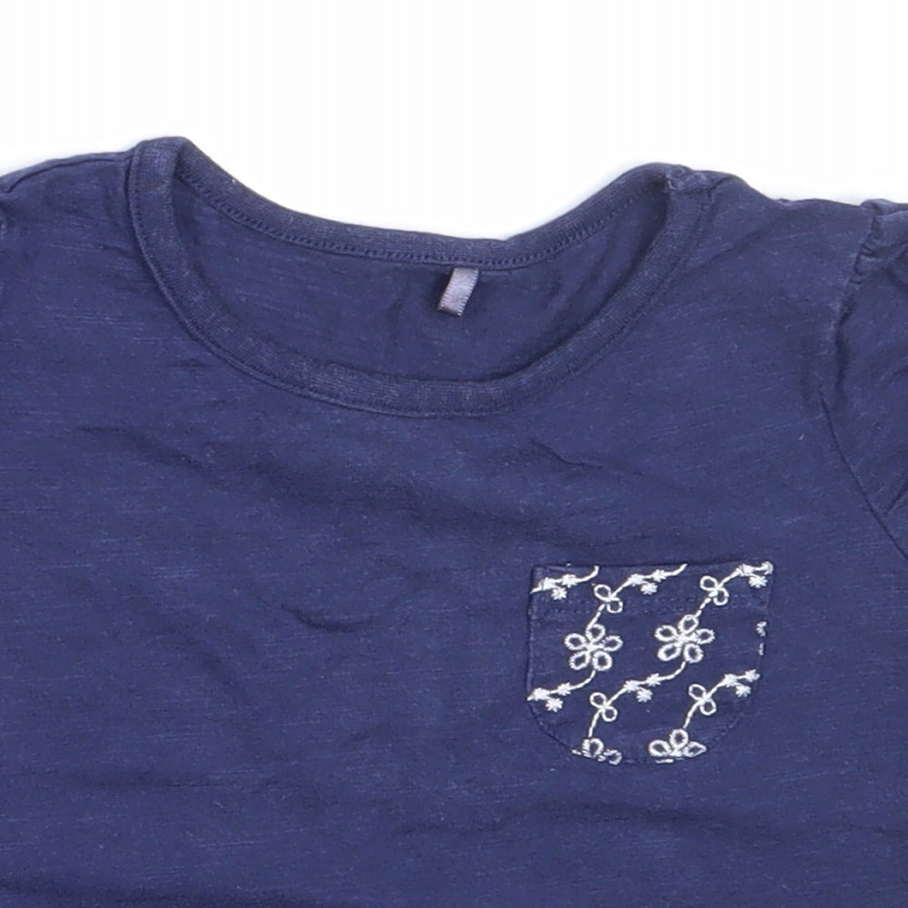 George Girls Blue  Cotton Basic T-Shirt Size 18-24 Months Round Neck