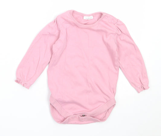 Front view of Next girls’ pink cotton babygrow one-piece, size 12-18, months