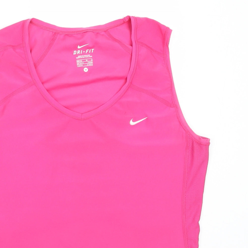 Nike Womens Pink  Polyester Basic Tank Size M V-Neck