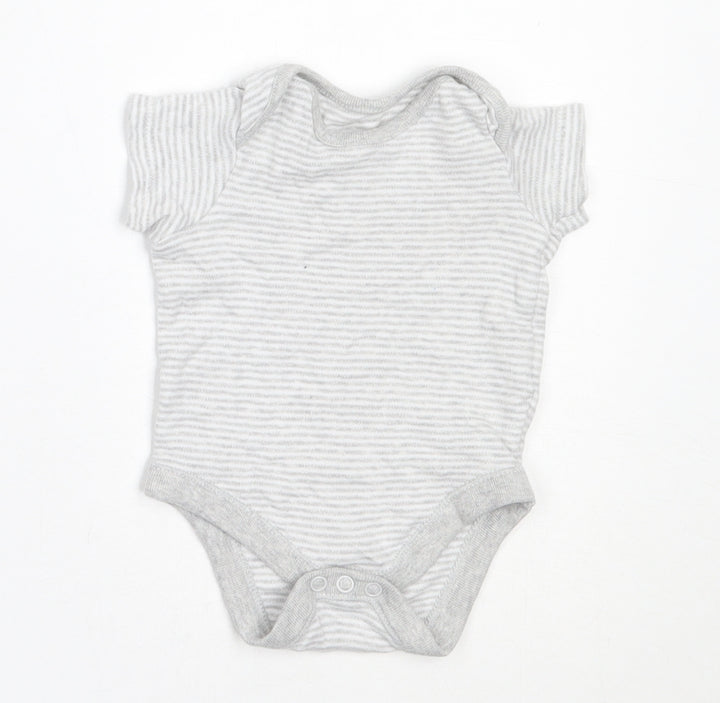 F&F Boys Grey Striped Cotton Basic T-Shirt Size Newborn Round Neck
