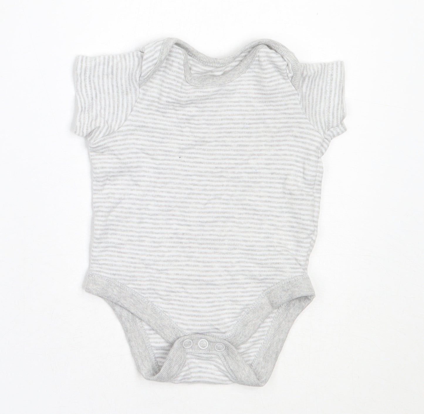 F&F Boys Grey Striped Cotton Basic T-Shirt Size Newborn Round Neck