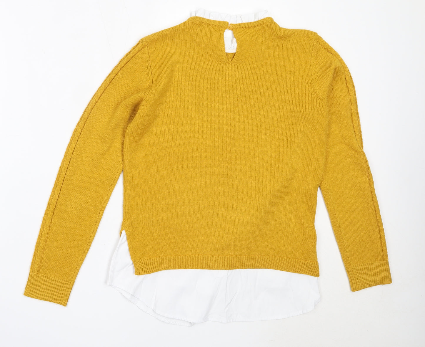 Papaya Womens Yellow Round Neck  Acrylic Pullover Jumper Size 10