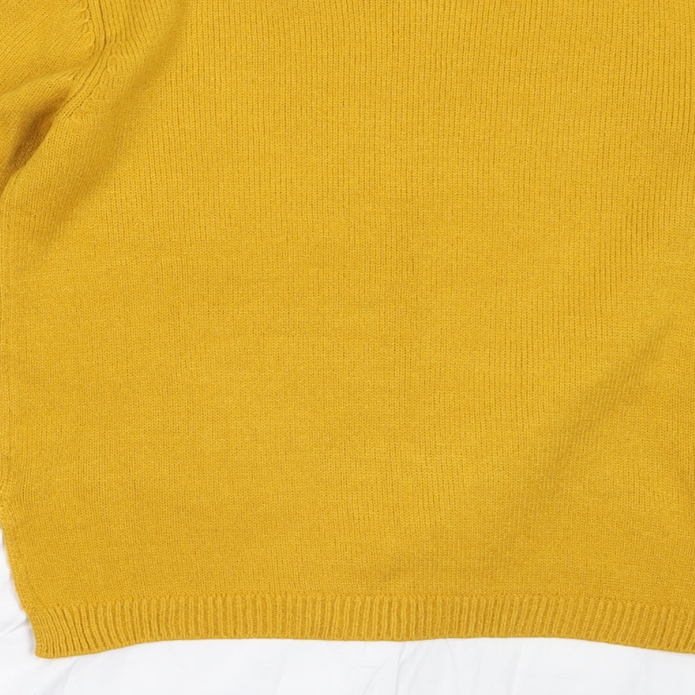 Papaya Womens Yellow Round Neck  Acrylic Pullover Jumper Size 10