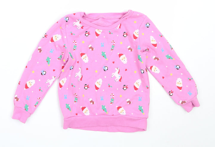 Dunnes Stores Girls Pink Cotton Pullover Sweatshirt Size 2-3 Years - christmas