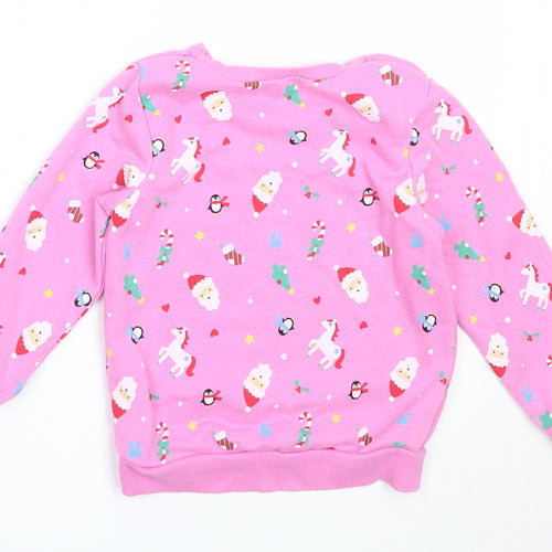 Dunnes Stores Girls Pink  Cotton Pullover Sweatshirt Size 2-3 Years   - christmas