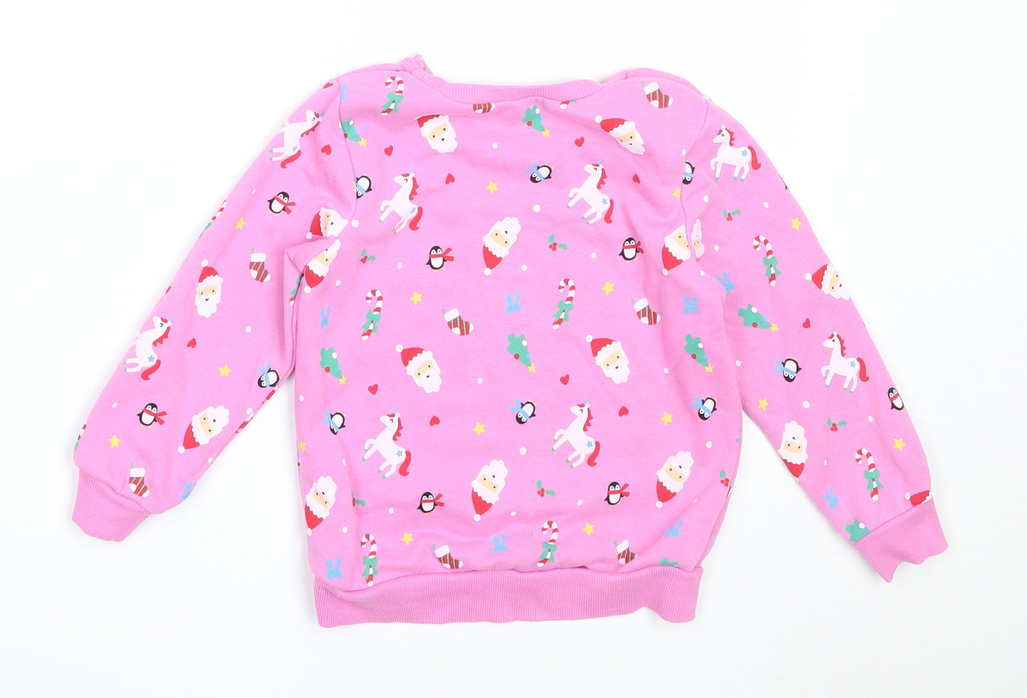 Dunnes Stores Girls Pink  Cotton Pullover Sweatshirt Size 2-3 Years   - christmas