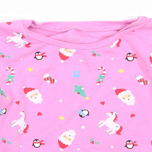 Dunnes Stores Girls Pink  Cotton Pullover Sweatshirt Size 2-3 Years   - christmas
