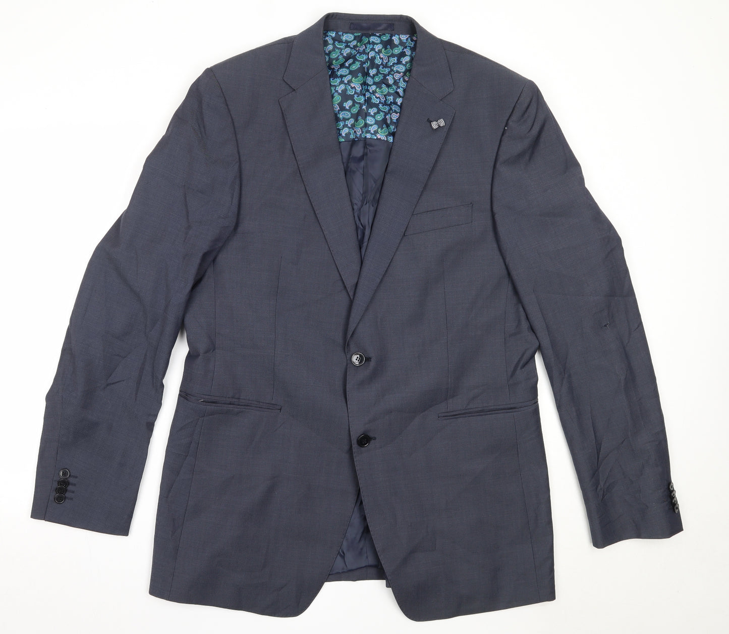 Van Kollem Mens Blue  Wool Jacket Blazer Size 44