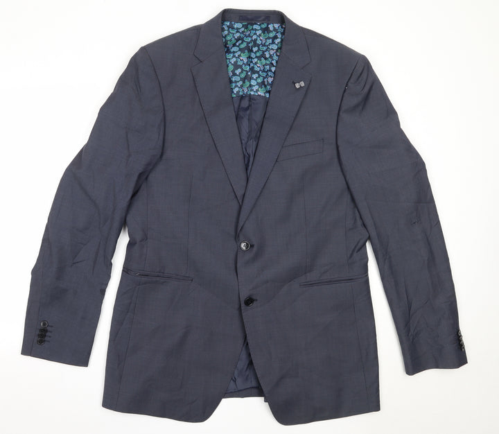 Van Kollem Mens Blue  Wool Jacket Blazer Size 44