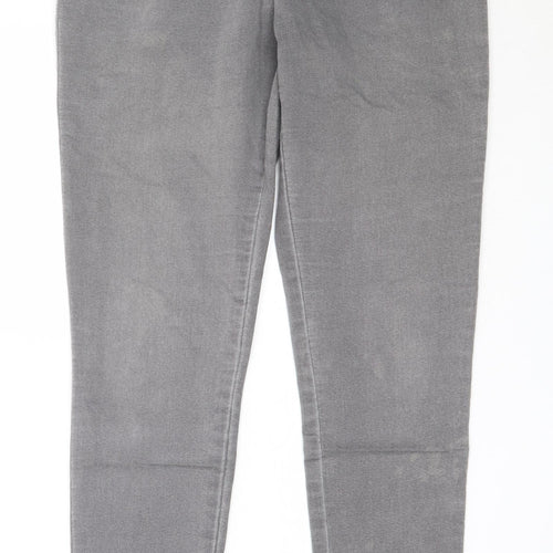 Marks and Spencer Womens Grey  Cotton Skinny Jeans Size 12 L29 in Regular
