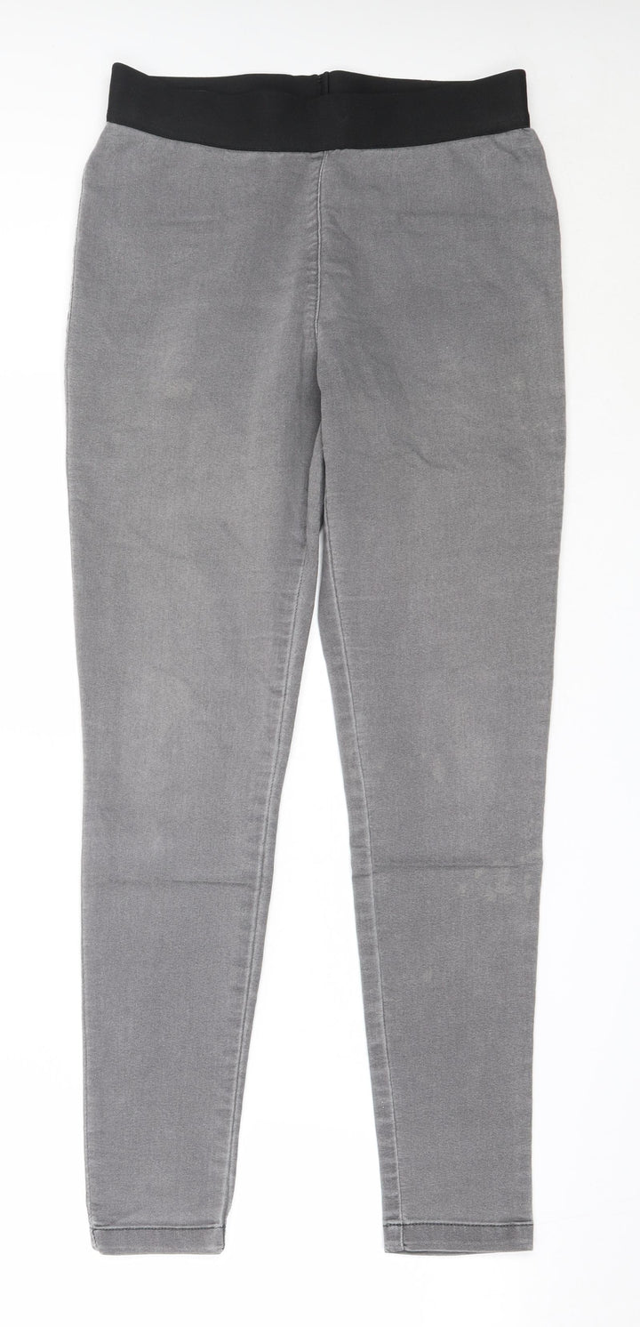 Marks and Spencer Womens Grey  Cotton Skinny Jeans Size 12 L29 in Regular