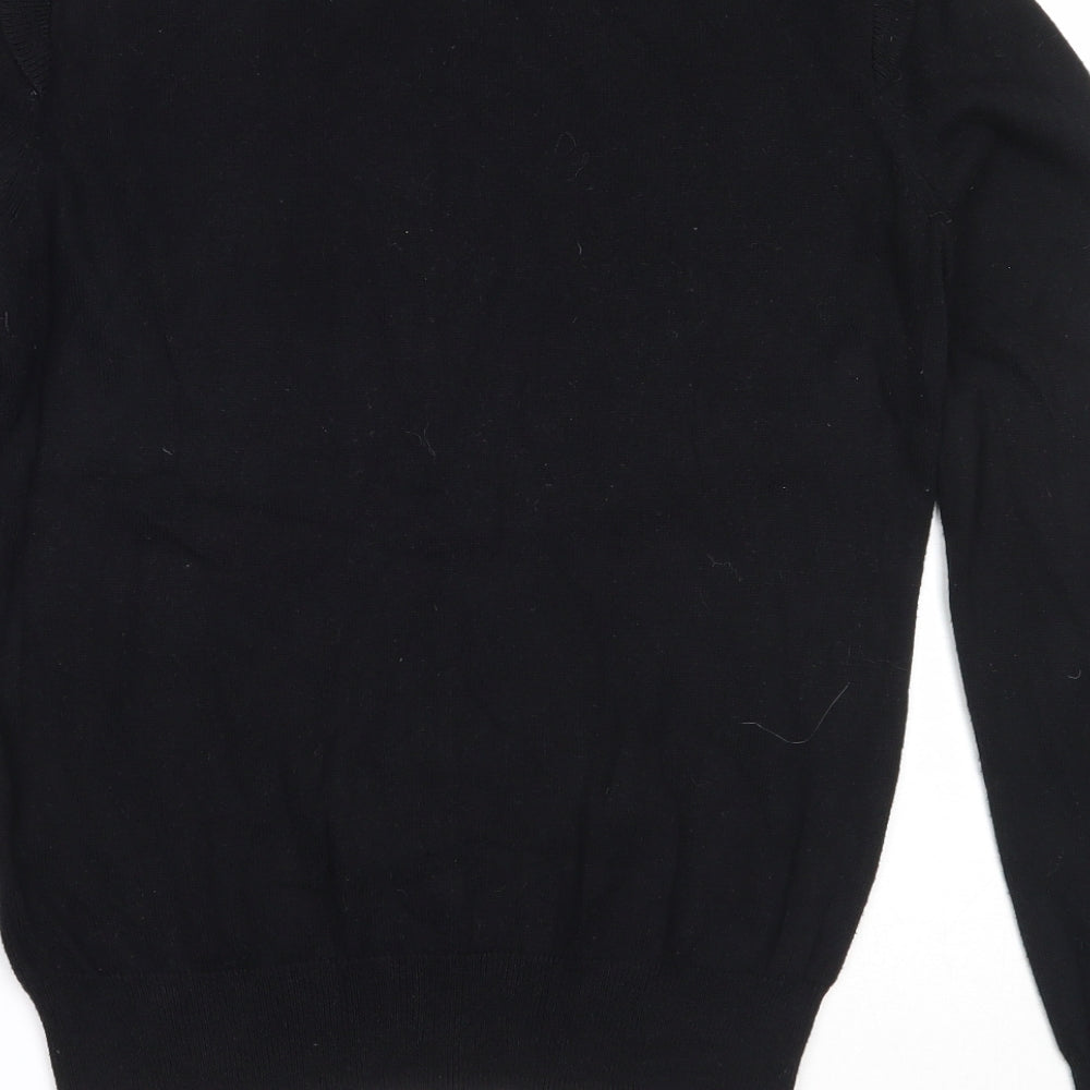 Oasis Womens Black Round Neck  Cotton Pullover Jumper Size S